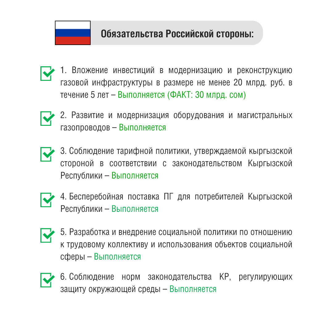 Газпром Кыргызстан» выполняет все условия межправительственного Соглашения